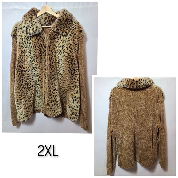 Vintage leopard print knit sweater- Size 2XL plus size - Picture 1 of 6